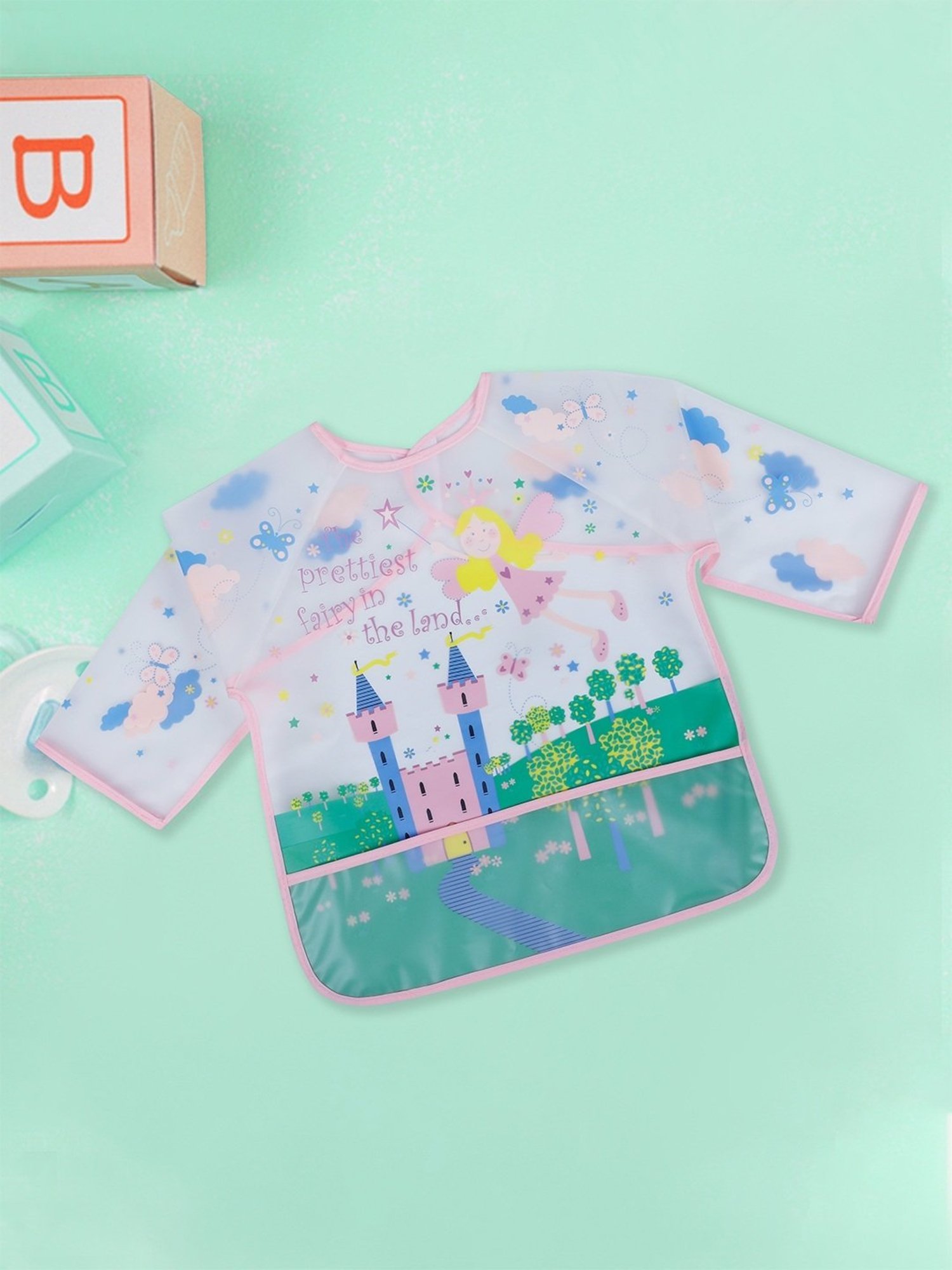 Baby Moo Kids Pink & Green Printed Bib