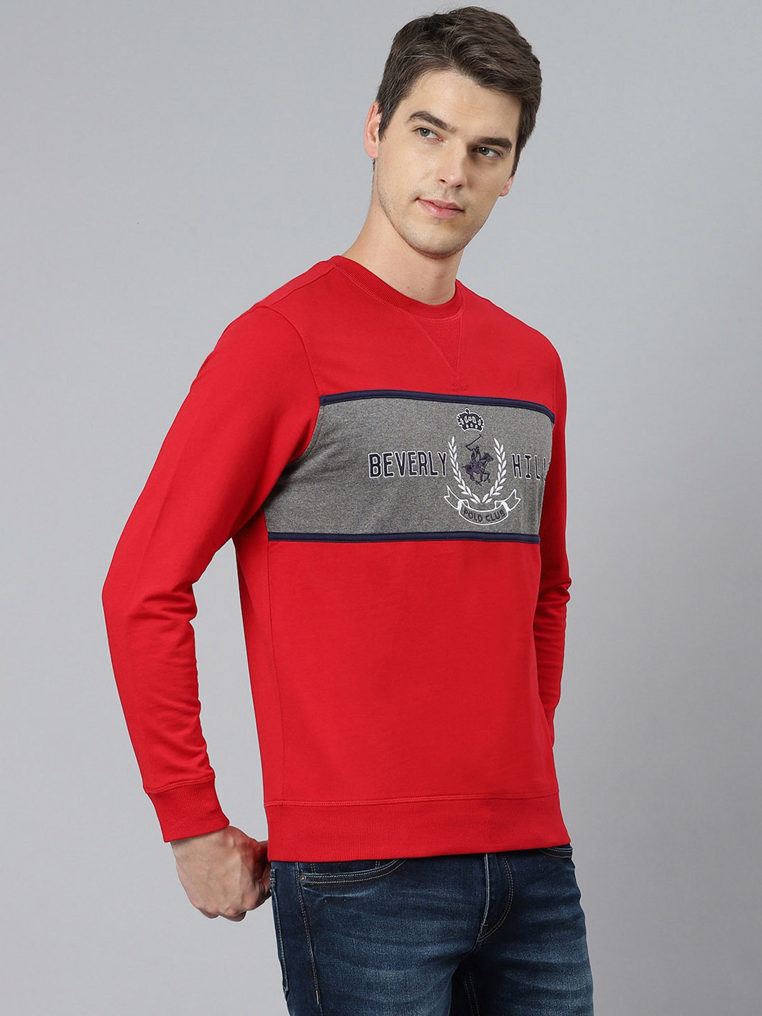Beverly Hills Polo Club Red Embroidered Sweater