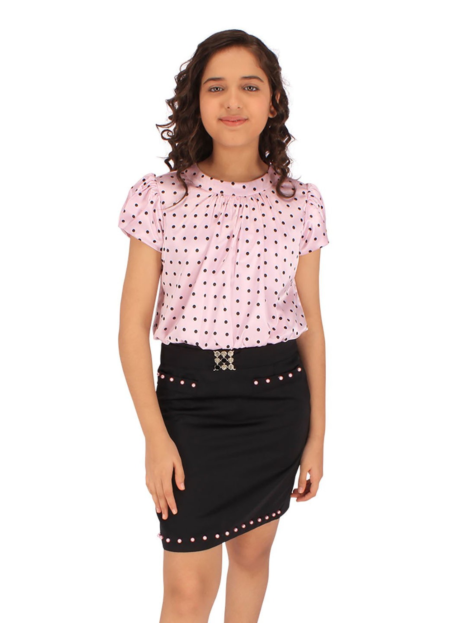 Cutecumber Kids Pink & Black Printed Dress
