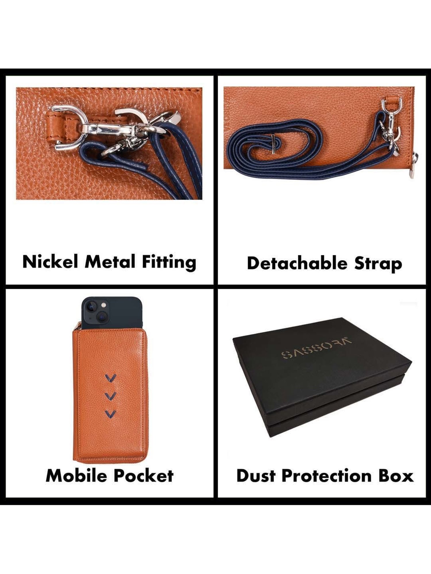 SASSORA Brown Textured Mobile Pouch