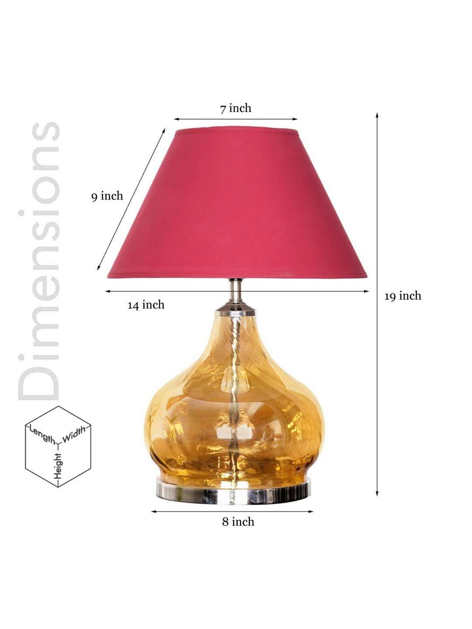 Kapoor Lamp Shades Amber & Nickel Glass Ingram Table Lamp With Cotton Shade