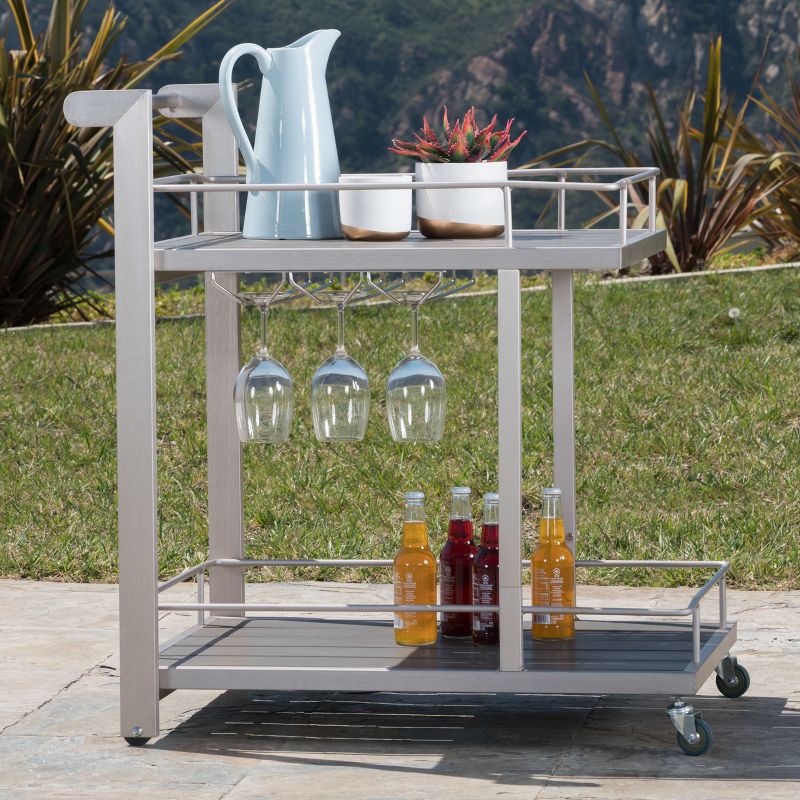 Cape Coral Aluminum Bar Cart - Natural - Christopher Knight Home