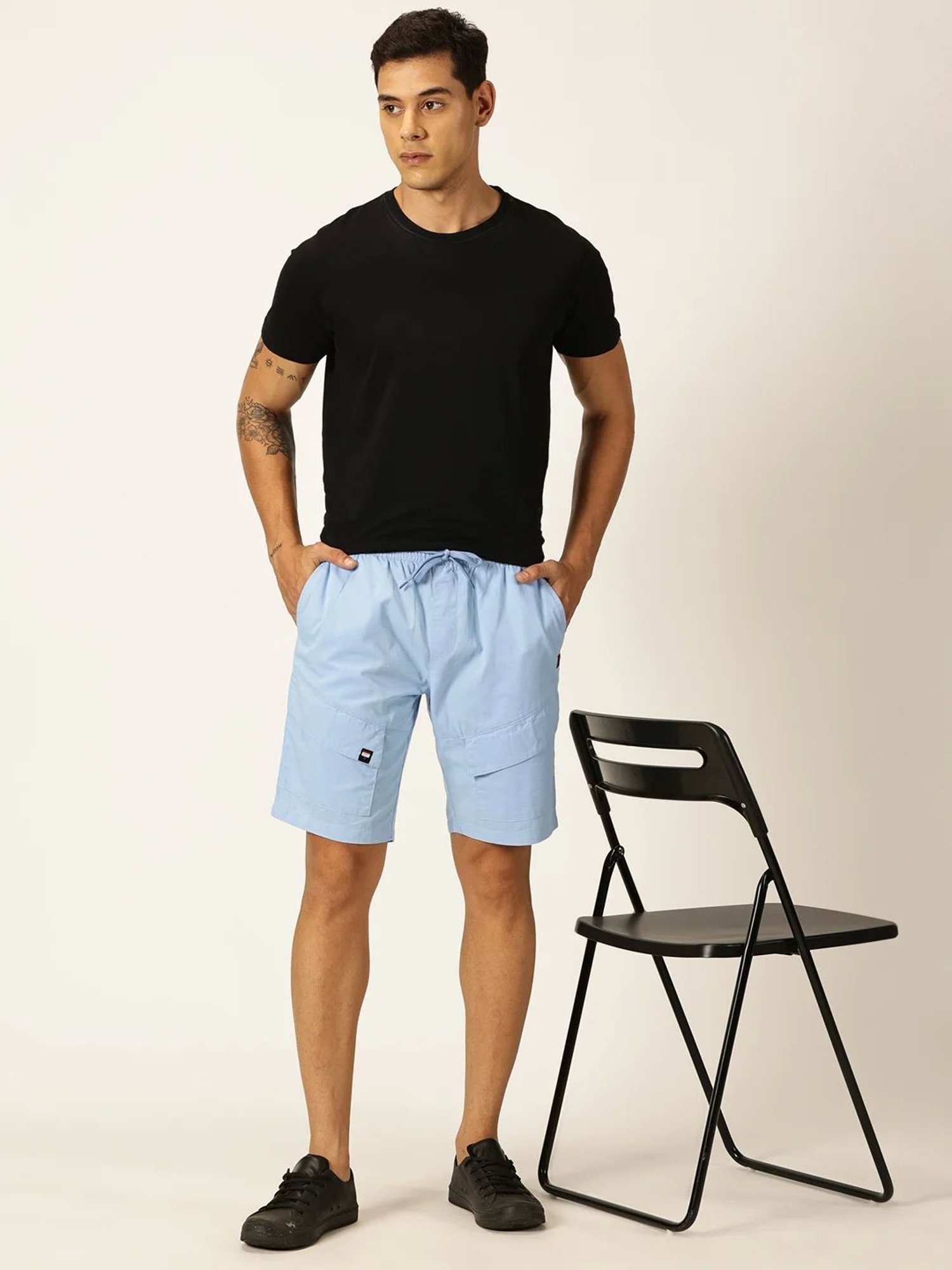Thomas Scott Sky Blue Regular Fit Shorts
