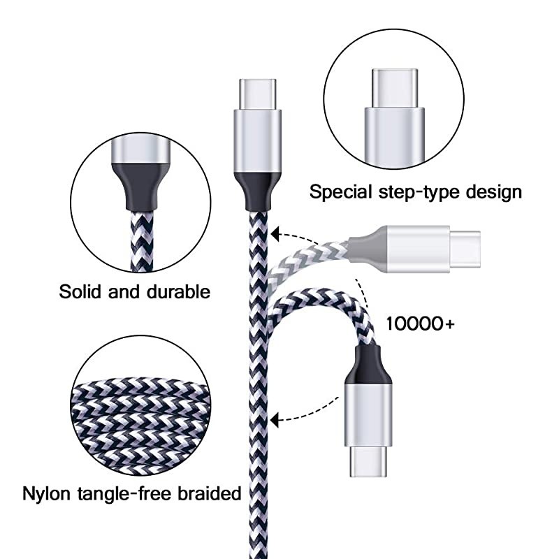 Braided USB C Cable 21A Wall Charger Adapter Block Plug with 2Pack 6FT Long Type C Charger Cable Cord Replacement for Samsung Galaxy Note 10 S10e MacBookLG V30 V40 Stylo 4 5 G7 Thinq