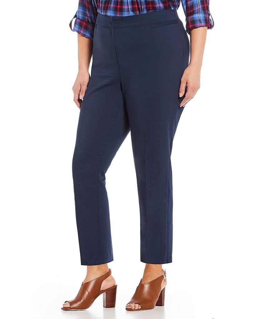 Ruby Rd. Plus Size Flat Front Double Face Stretch Ankle Pants