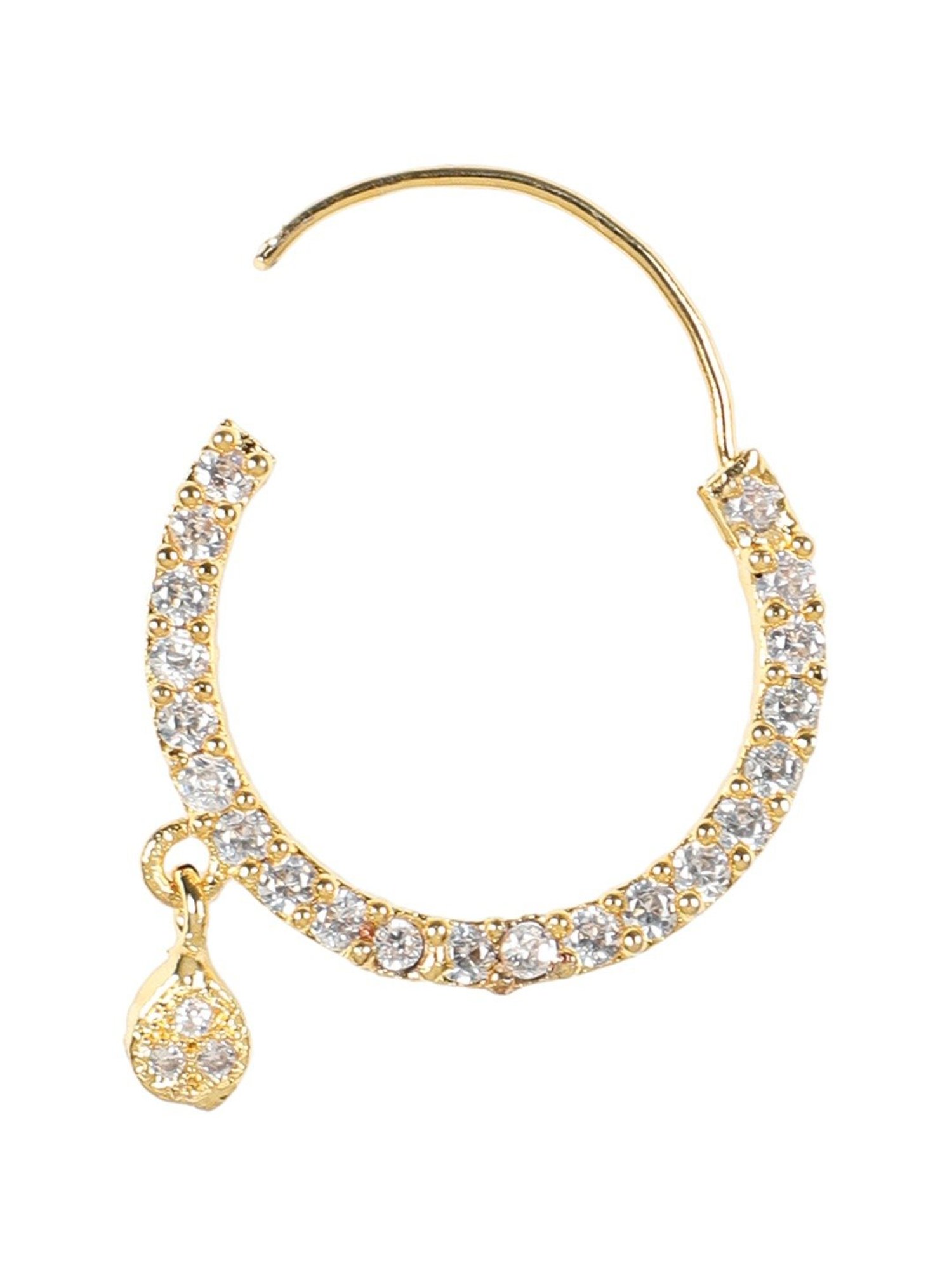 Aatmana Gold-Plated American Diamond Studded Traditional Nose Ring for Women & Girls