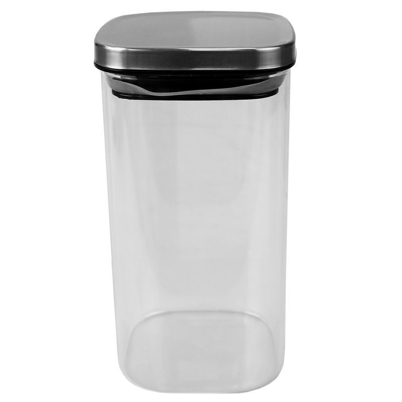 Michael Graves Design Large 47 Ounce Square Borosilicate Glass Canister with Stainless Steel Top