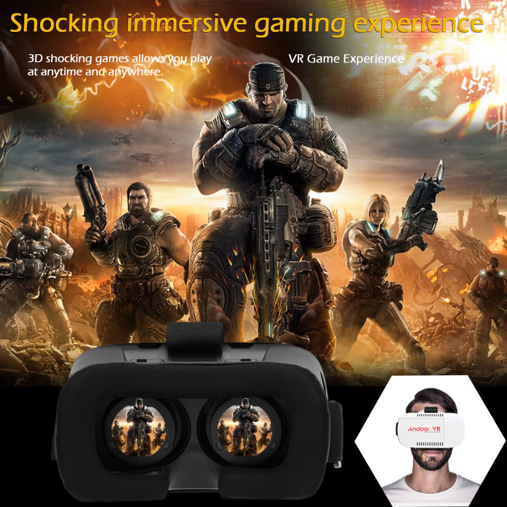 Andoer Virtual Reality Glasses 3D VR Box Glasses Headset Universal for Android iOS Windows Smart Phones with 4.7 to 6.0 Inches