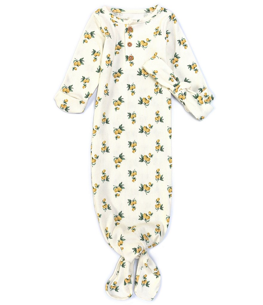 Chelsea & Violet Baby Girls Newborn-6 Months Long-Sleeves Lemon Knotted Gown