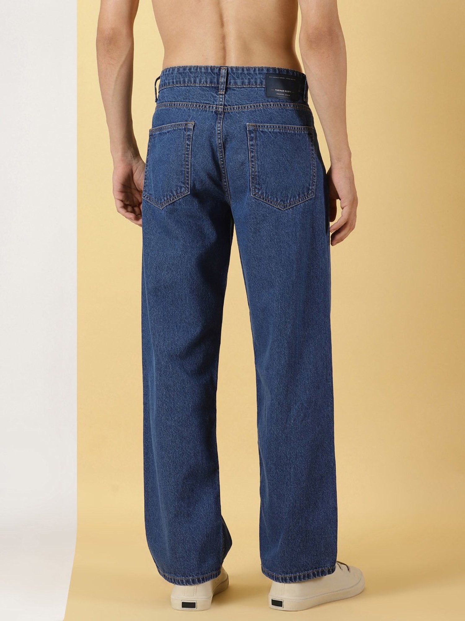 Thomas Scott Blue Relaxed Fit Lightly Washed Jeans