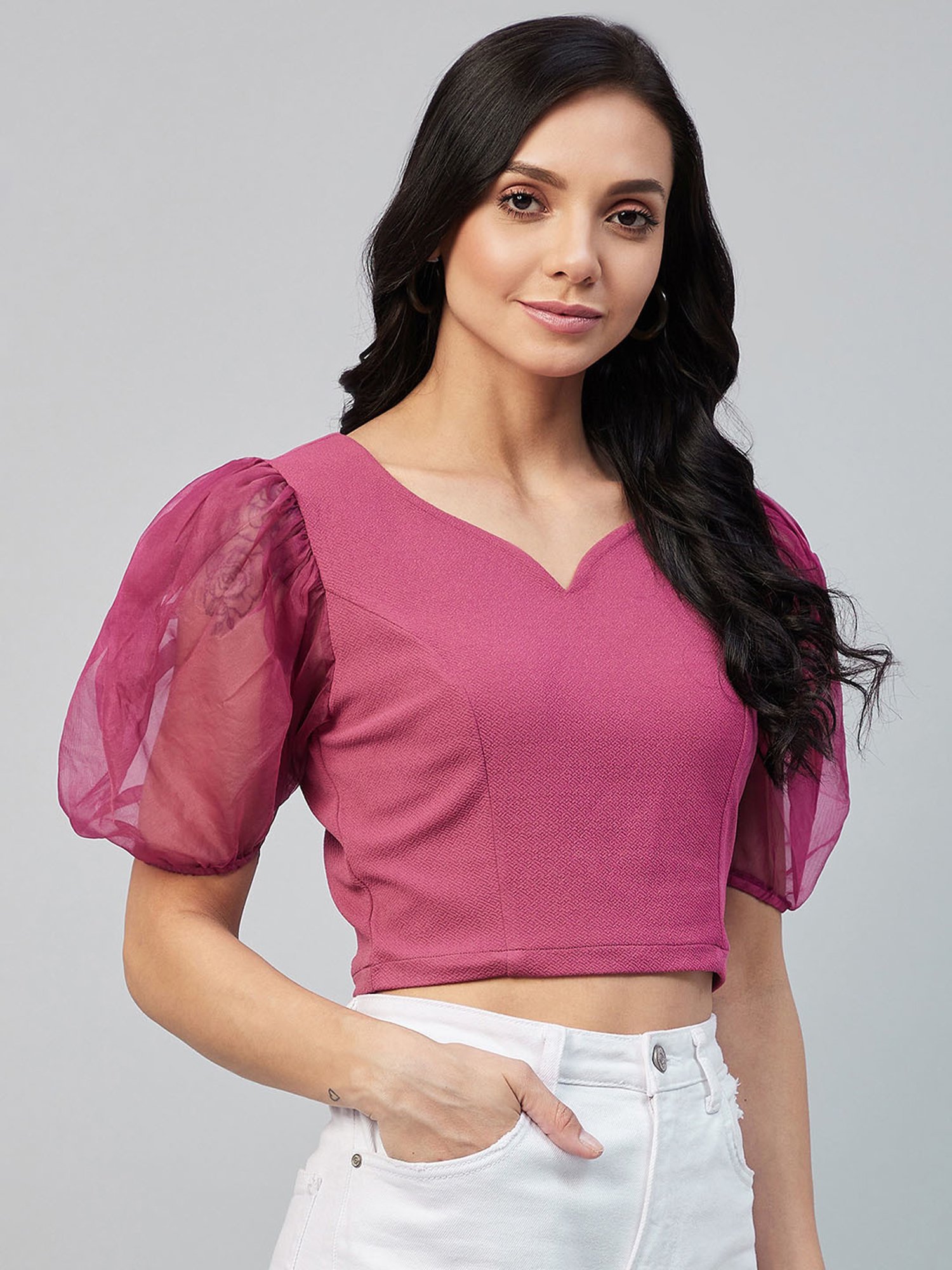 Carlton London Pink Crop Top