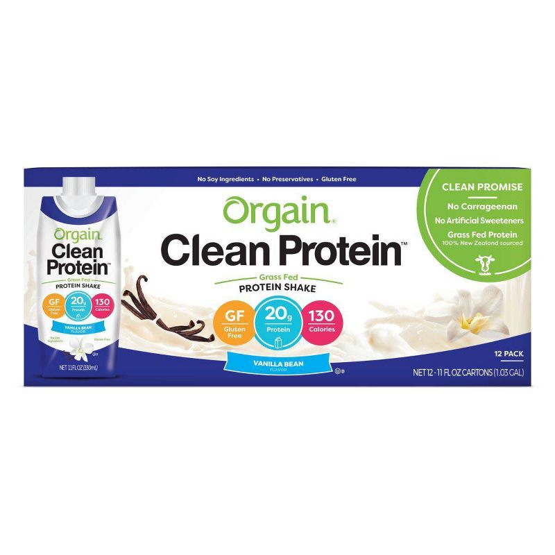 Orgain Clean Grass-Fed Protein Shake - Vanilla Bean - 12ct