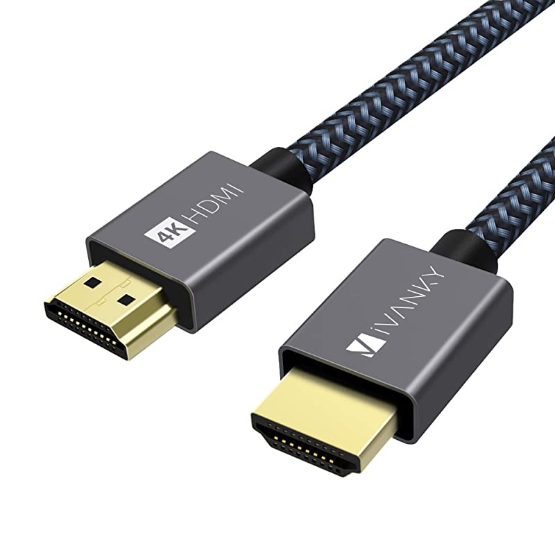 4K HDMI Cable 6.6 ft,  High Speed 18Gbps HDMI 2.0 Cable, 4K HDR, 3D, 2160P, 1080P, Ethernet - Braided HDMI Cord 32AWG, Audio Return(ARC) Compatible UHD TV, Blu-ray, PC, Projector