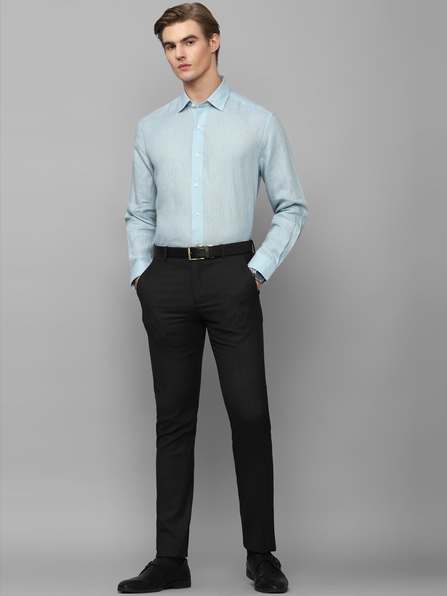 Luxure By Louis Philippe Blue Linen Regular Fit Shirt