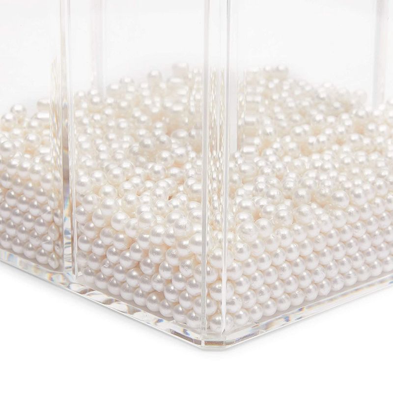 Glamlily Acrylic Makeup Brush Holder with Lid and Beads Cosmetic Organizer (6 x 5.7 x 9.25 In)