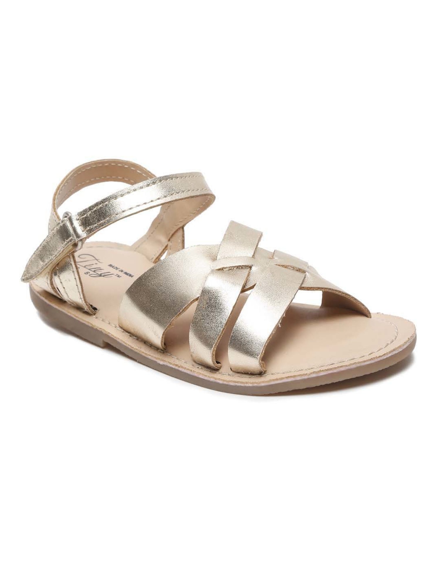 Tiny Bugs Kids Golden Cross Strap Sandals