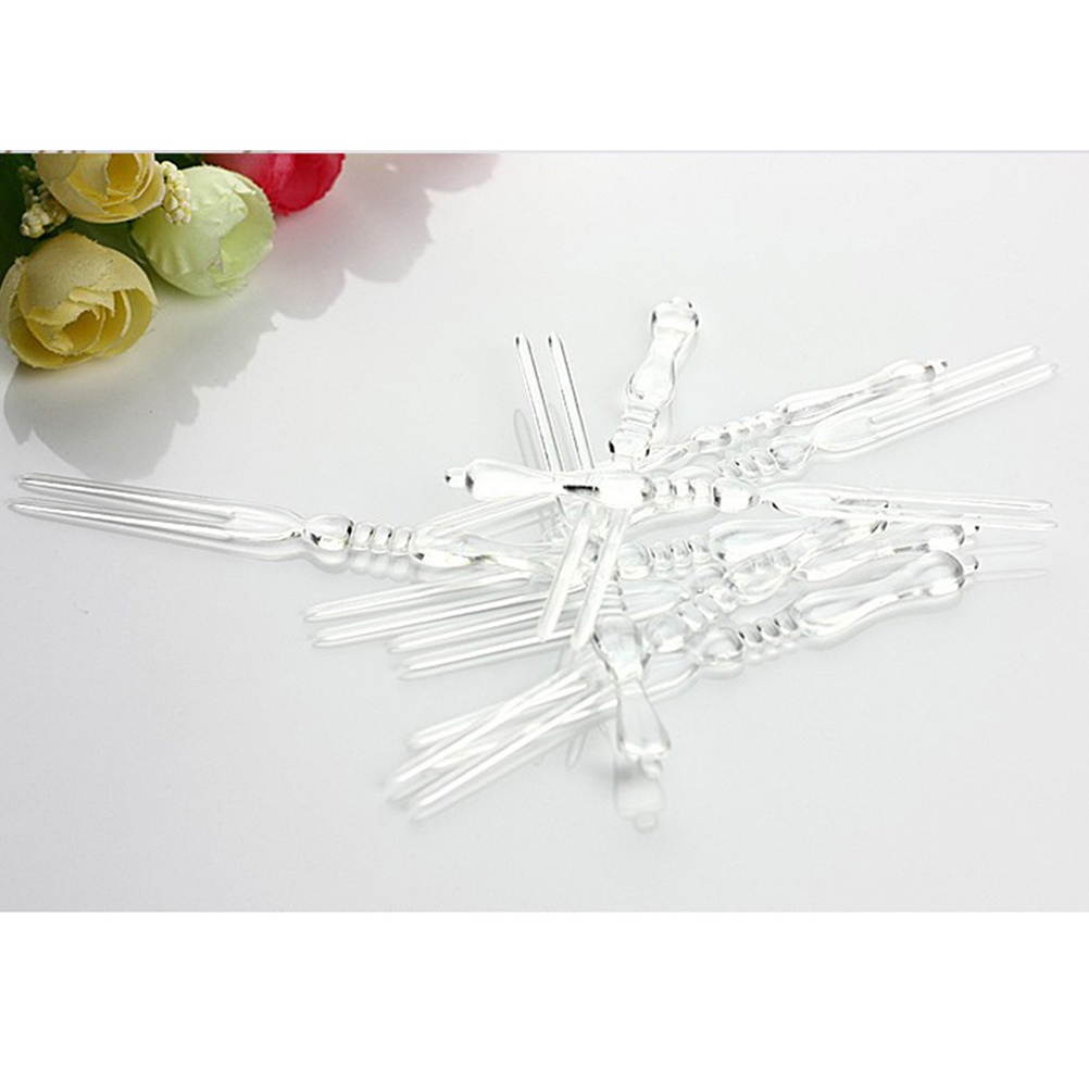 250PCS Disposable Plastic Fork for Fruit Mooncake Cake Dessert Food - Transparent