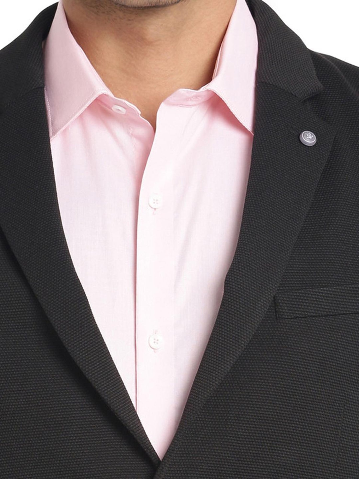 Turtle Black Slim Fit Self Pattern Blazer