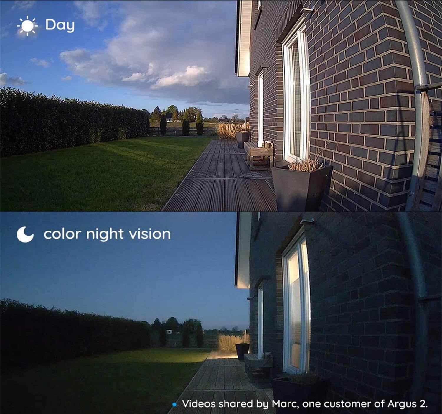 Reolink Argus 2 w/ Black Solar Panel - Wireless Outdoor Battery Security Camera 1080p HD Wire-Free 2-Way Audio Color Night Vision, PIR Motion Detection, Support Cloud/Alexa/Google Assistant