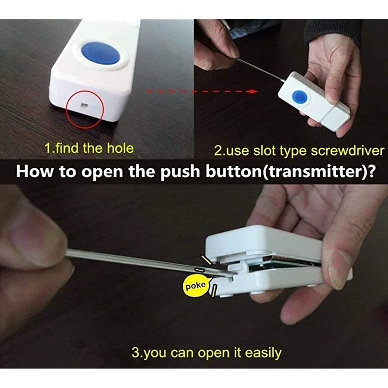 Extra AddOn Remote Waterproof Transmitter Button for the Expandable Wireless MultiUnit Long Range Doorbell Chime Alert System Model LTW White