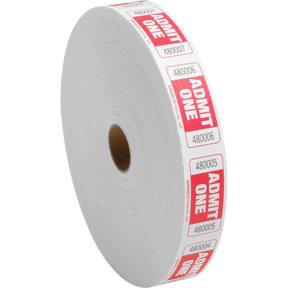 Sparco Admit One Roll Tickets 2000 Tickets Per Roll Red 99120