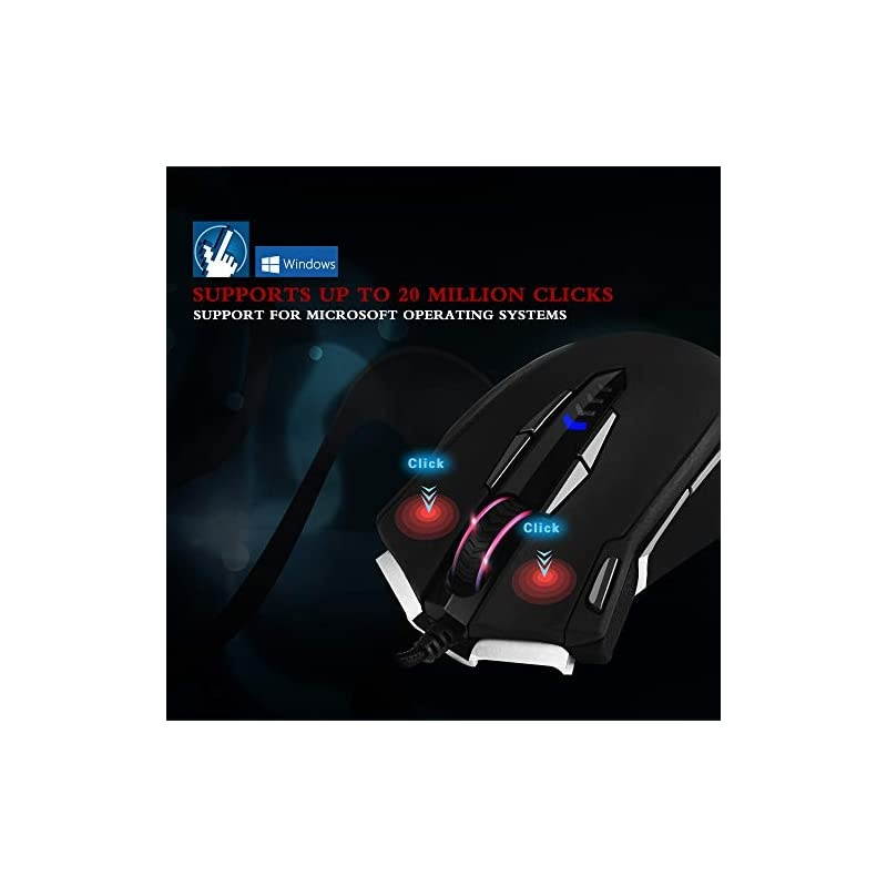 RGB Gaming Mouse Wired 10000 DPI High Precision Laser 14 Programmable Buttons Ergonomic Optical Gaming Mice Weight Tuning Set for Windows PC Gaming Z7900