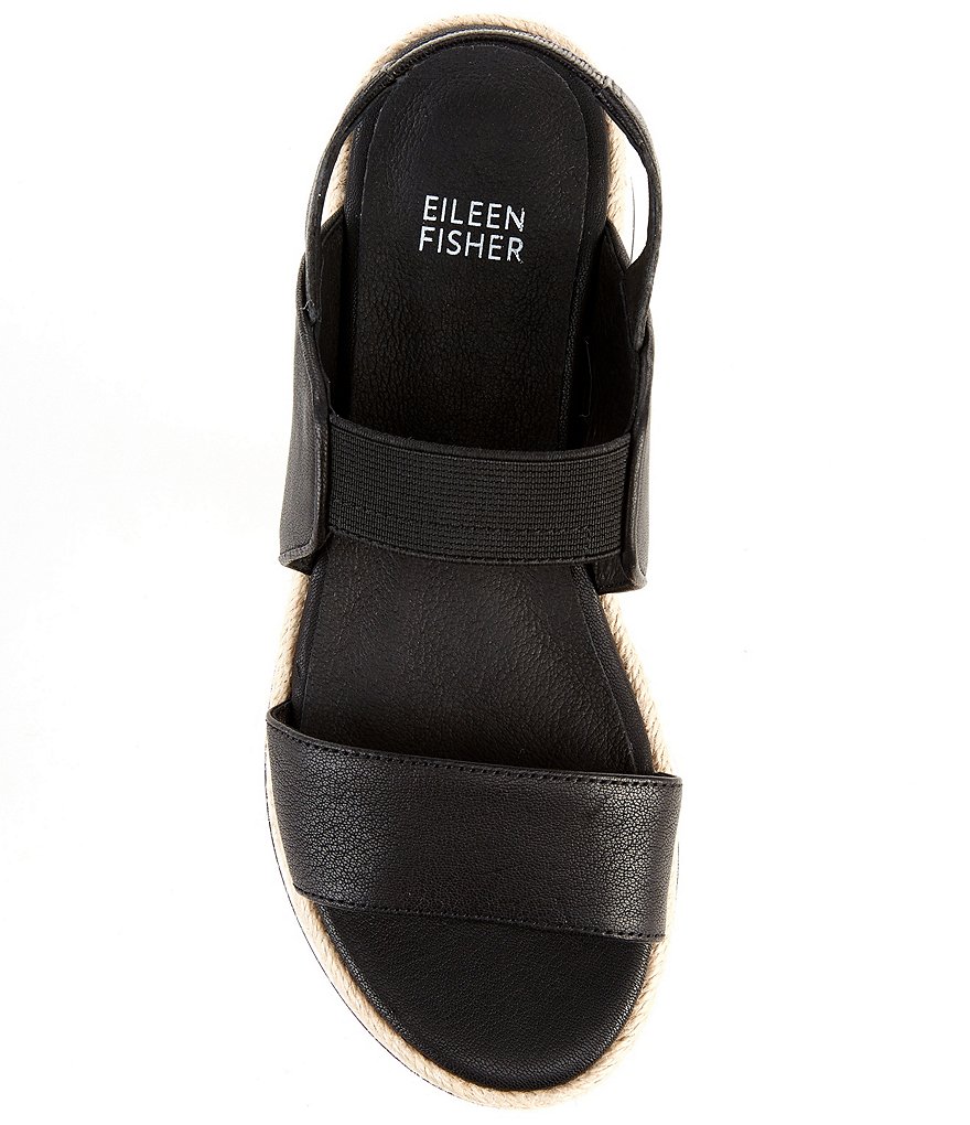 Eileen Fisher Dash Leather Elastic Platform Wedge Sandals