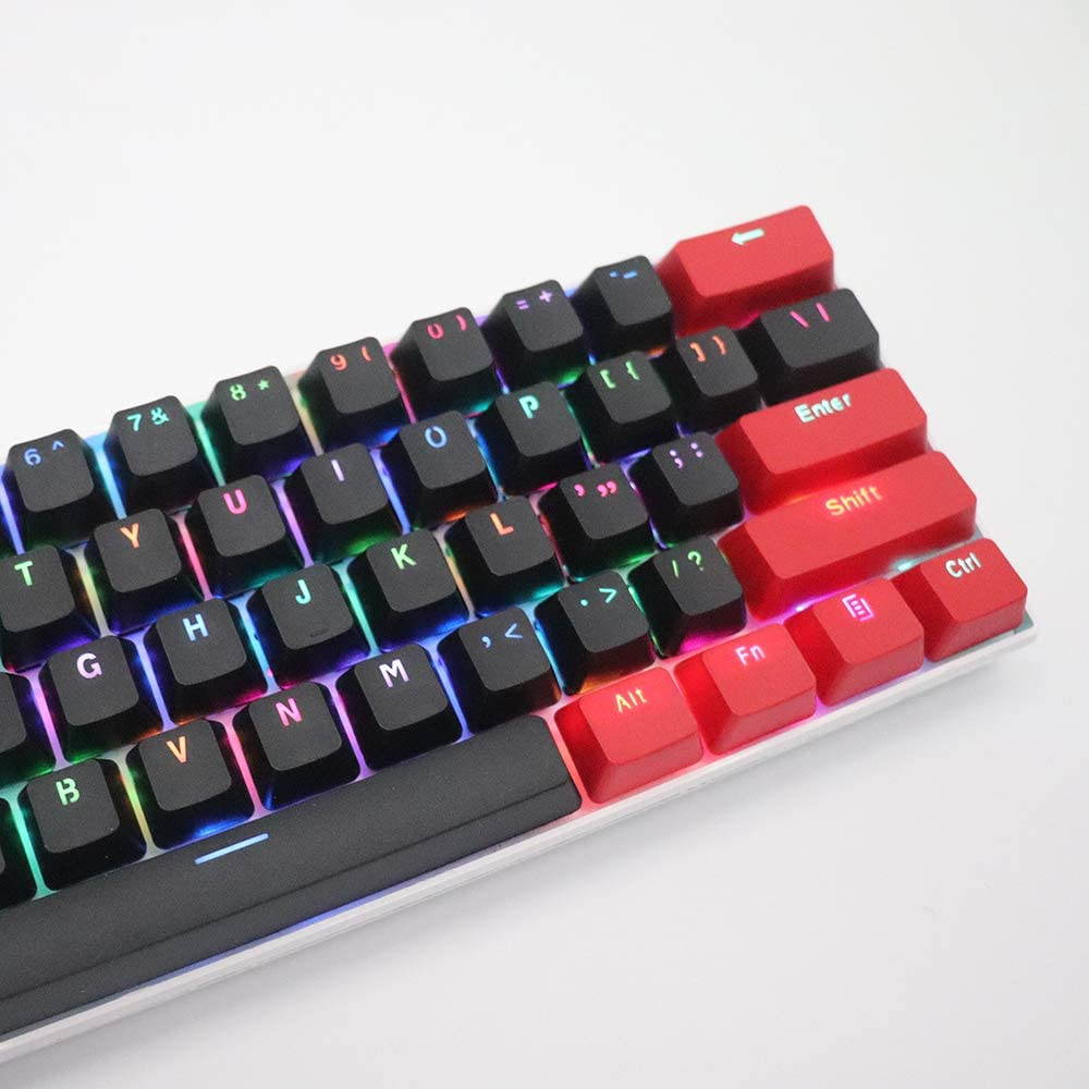CUUWE 61 PBT Keycaps for 60 Percent Keyboard, Backlit Keycap Set for Mechanical Gaming Keyboard OEM Profile Keycaps with Key Puller for Cherry MX Switches GH60/RK61/GK61/Annie pro 2