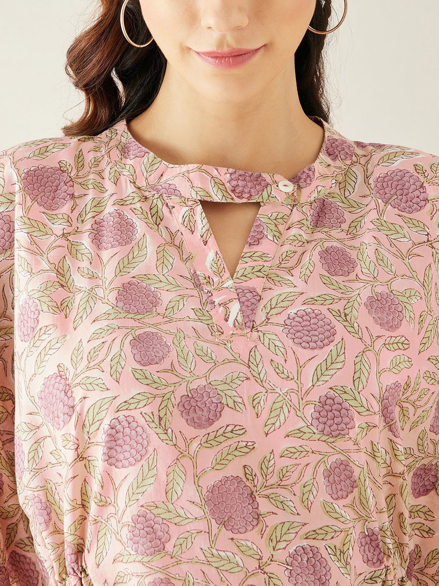 The Kaftan Company Pink Printed Kaftan Dress