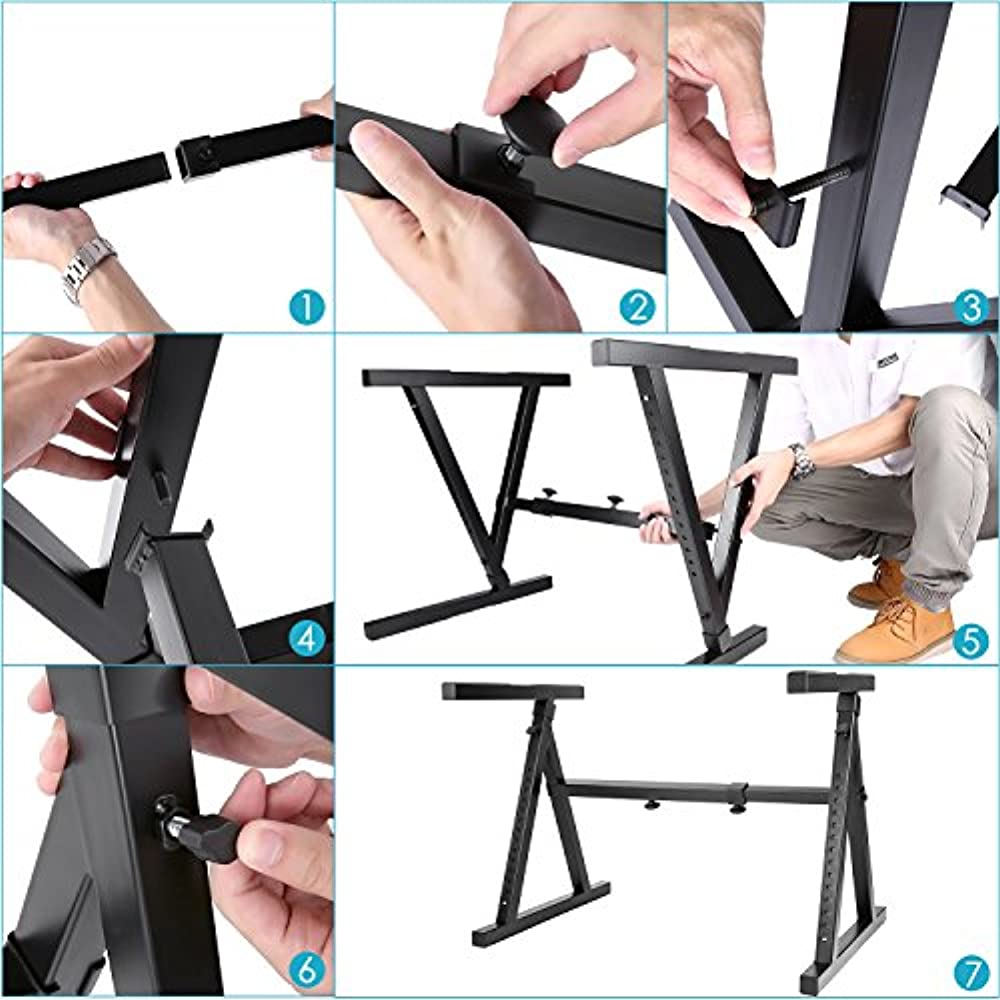 Neewer&reg; Heavy Duty Z-Style Keyboard Stand with 23.2-35.4"/59-90cm Adjustable Height and 24.6-40.9"/62.6-104cm Adjustable Width