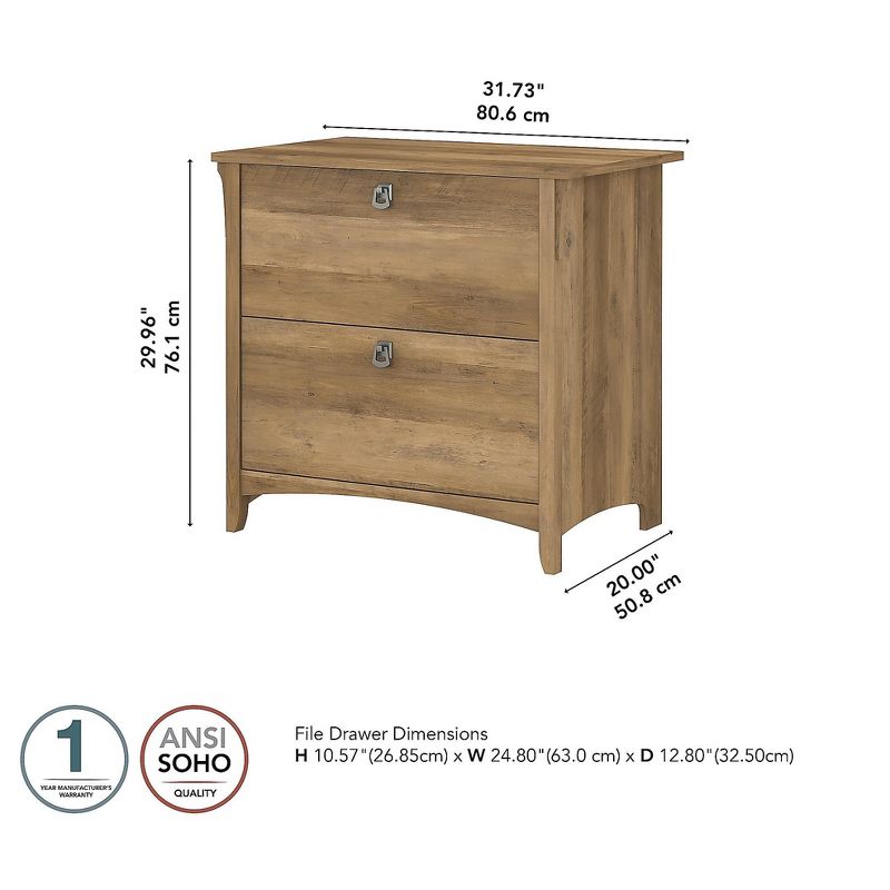 Bush Furniture Salinas 2-Drawer Lateral File Cabinet, Let/Leg, Reclaimed Pine, 31.73" SAF132RCP-03