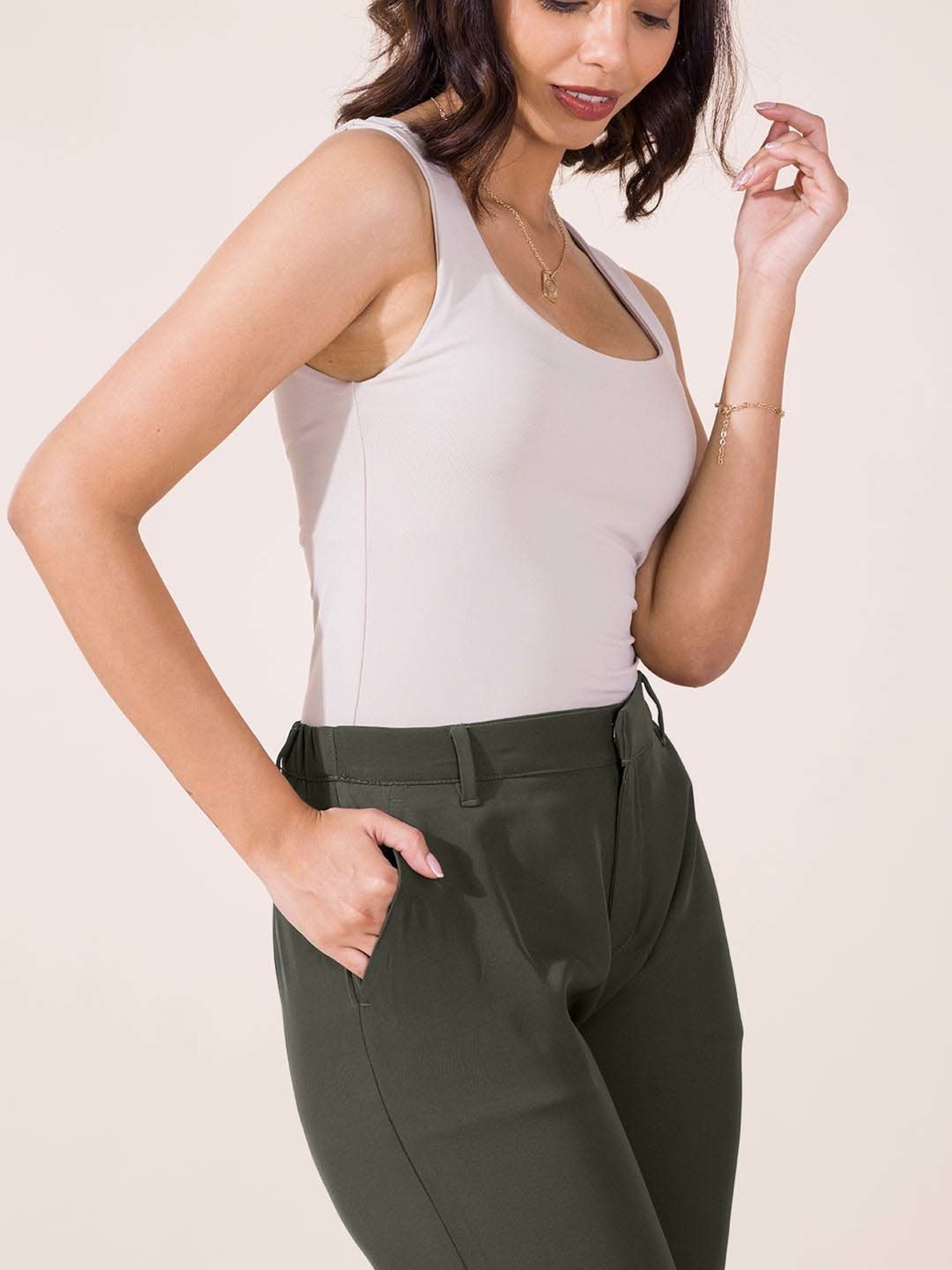 Go Colors! Green Mid Rise Formal Trousers