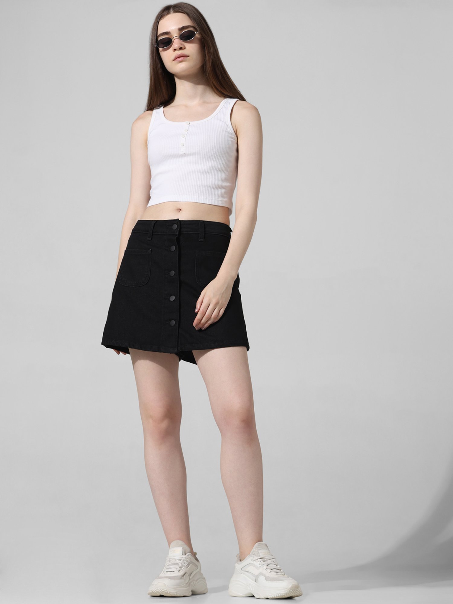 Only Black Cotton Mini Skorts