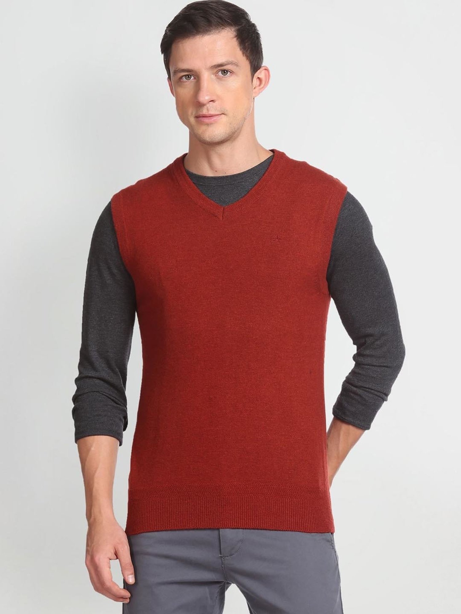 Arrow Sport Orange Regular Fit Sweater