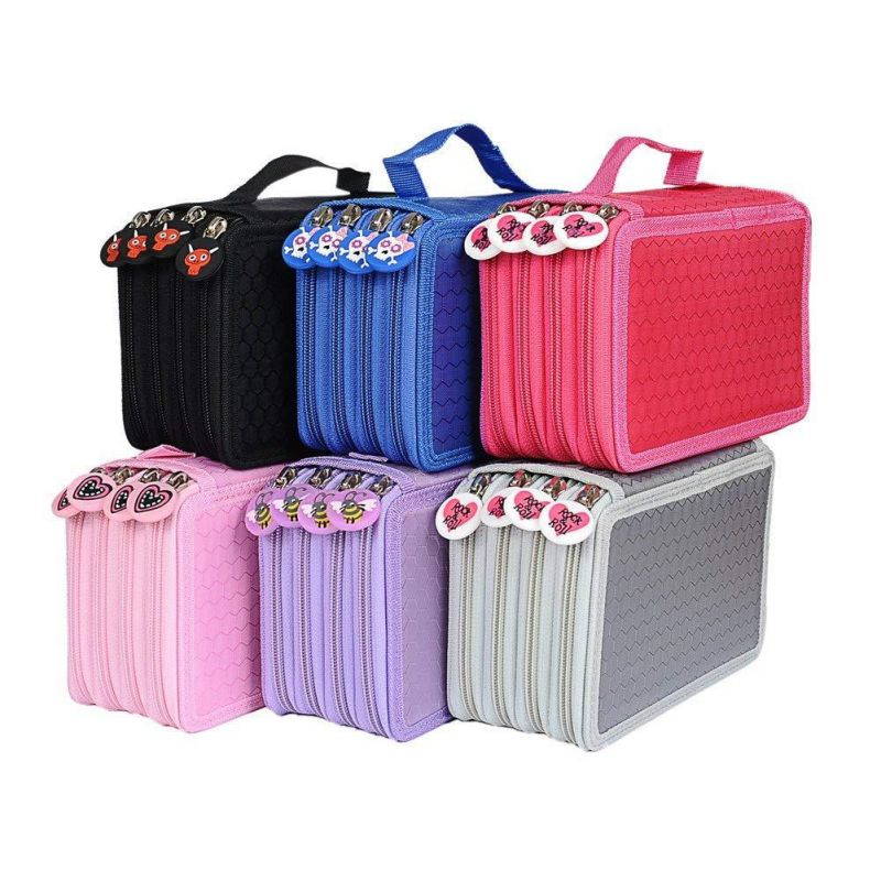 O,Like Large Capacity Oxford 72 Piece Colors Multi-layer Pencil Case Pen Bag Pouch Stationary Case Art Sketch pencil holder bag (grey)