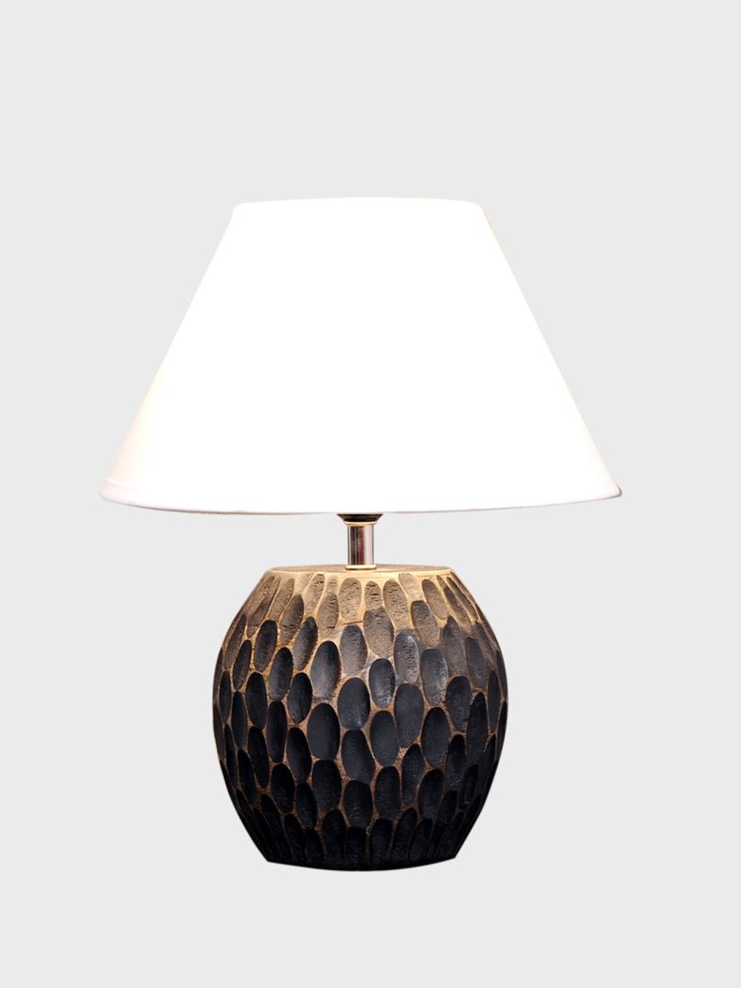 Kapoor Lamp Shades Black & White Wood Aida Mini Carved Table Lamp