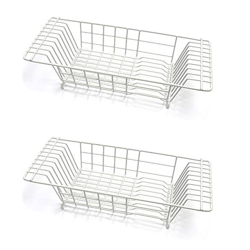 Closetmaid Economical 8 Inch Wide 4.5 Inches High Over the Sink Coated Steel Dish Rack Draining Solution, White (2 Pack)