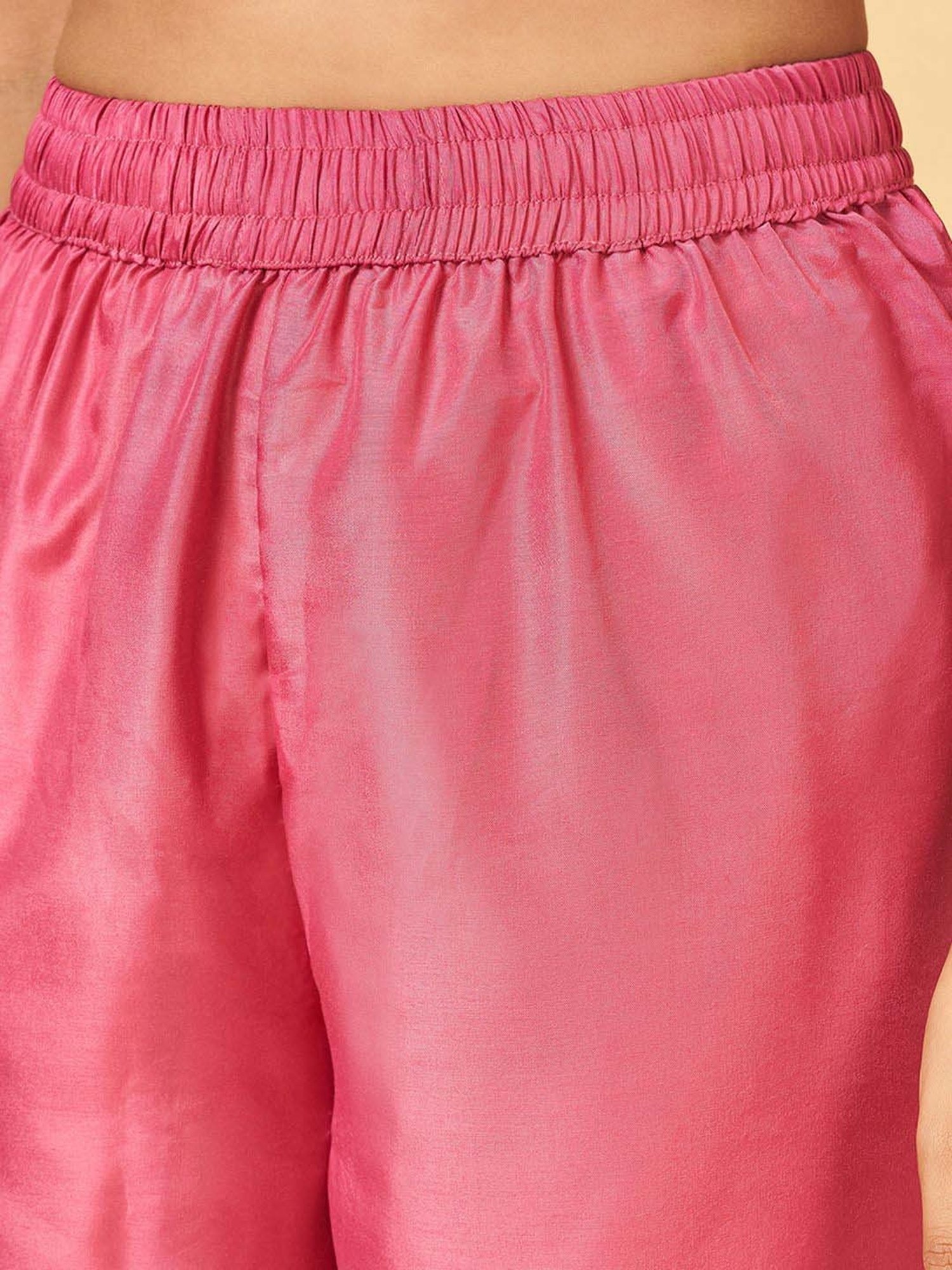 Rangmanch by Pantaloons Pink Cotton Embroidered Kurta Palazzo Set With Dupatta