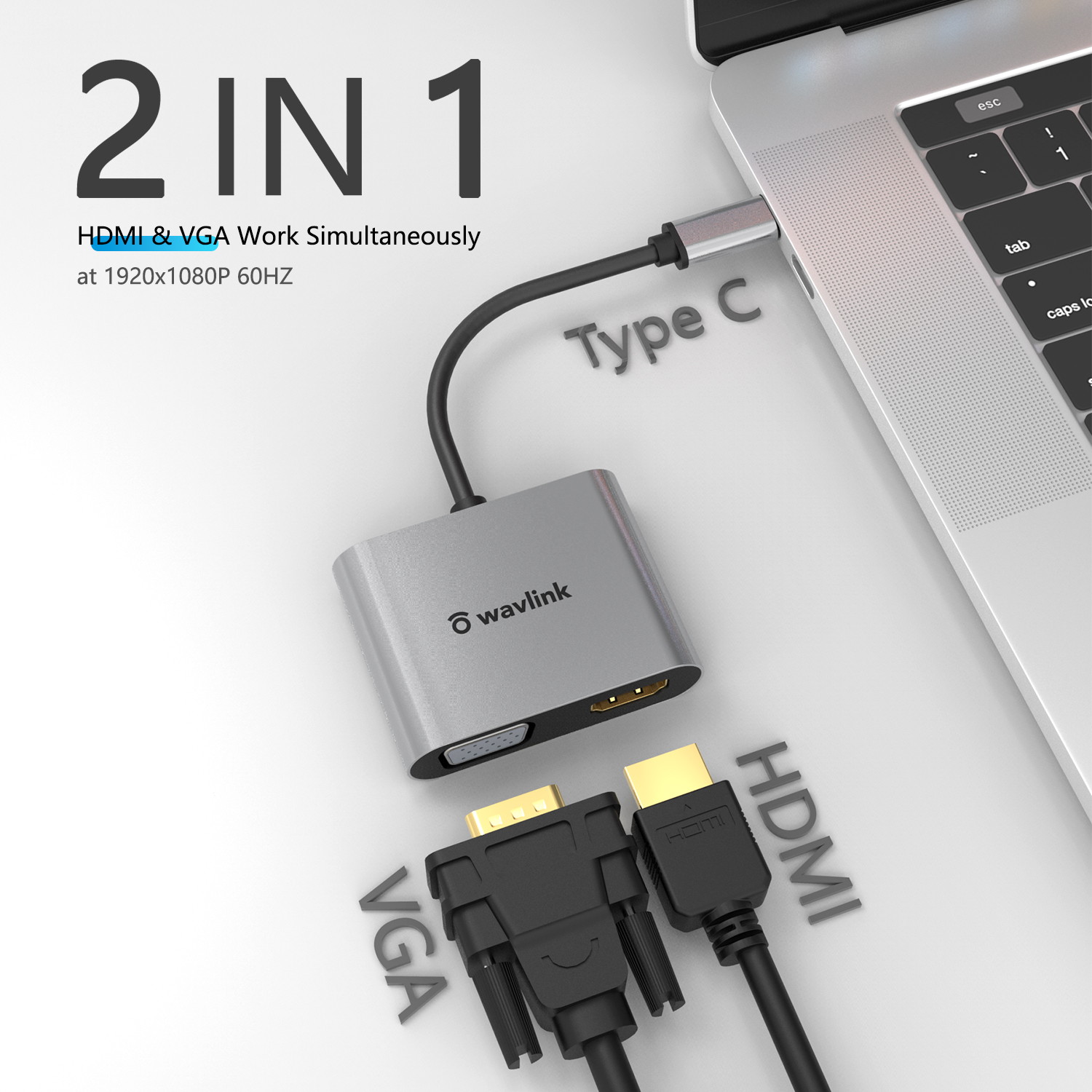Wavlink USB-C to Dual 4k HDMI MST Adapter Splitter, Thunderbolt 3 Compatible, USB Type C to HDMI Multi Monitor Converter for Macbook, Macbook Pro, Macbook Air,iPad Pro ect (DP Alternate Mode Required)