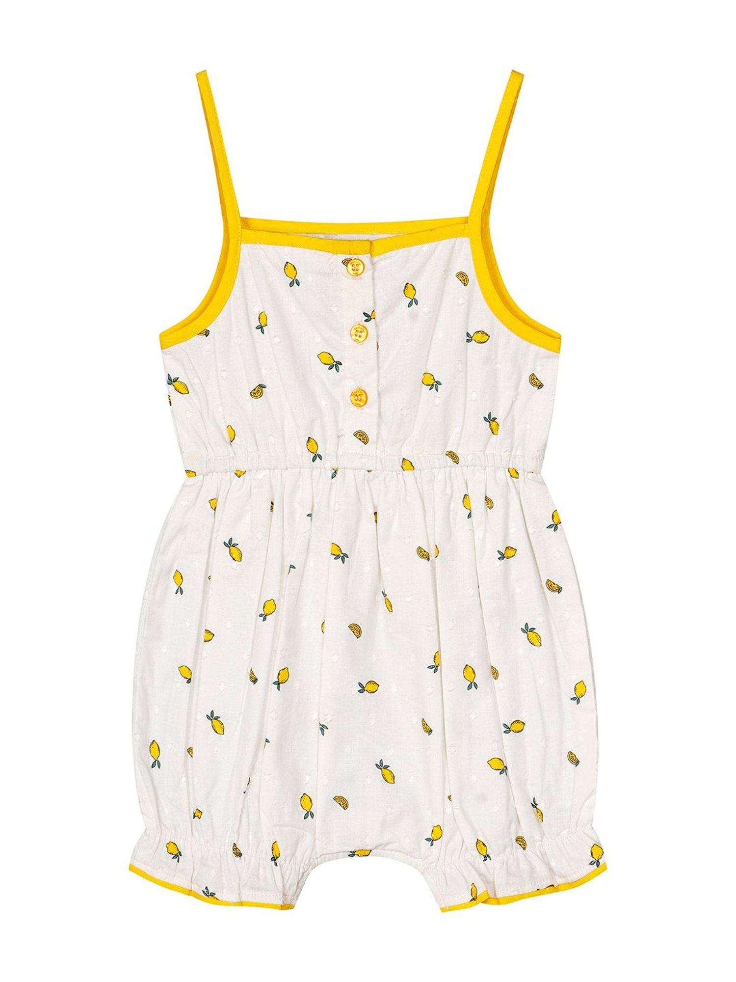 Budding Bees Kids White & Yellow Printed Romper