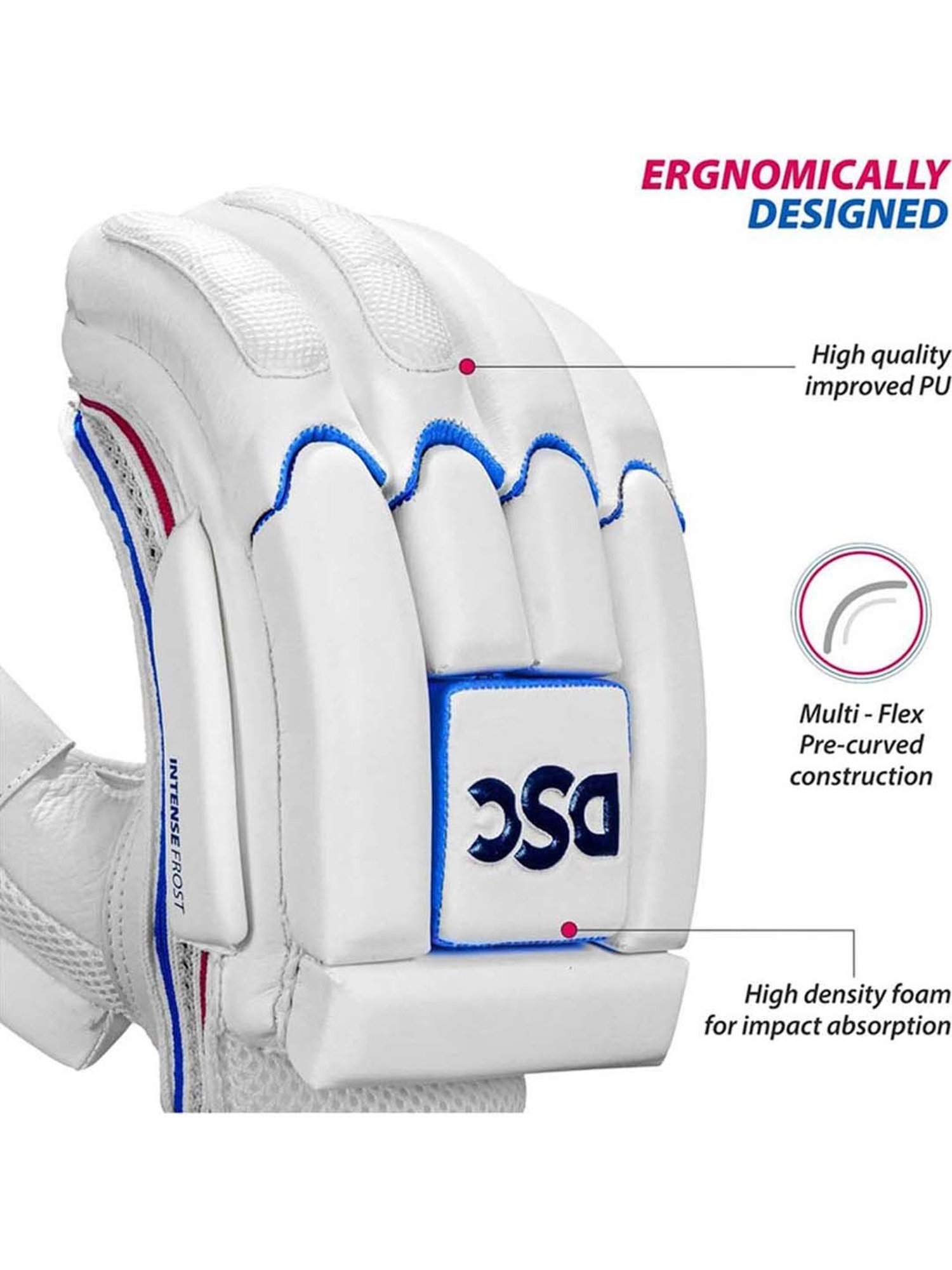 DSC Intense Frost Leather Cricket Batting Gloves Size - Youth