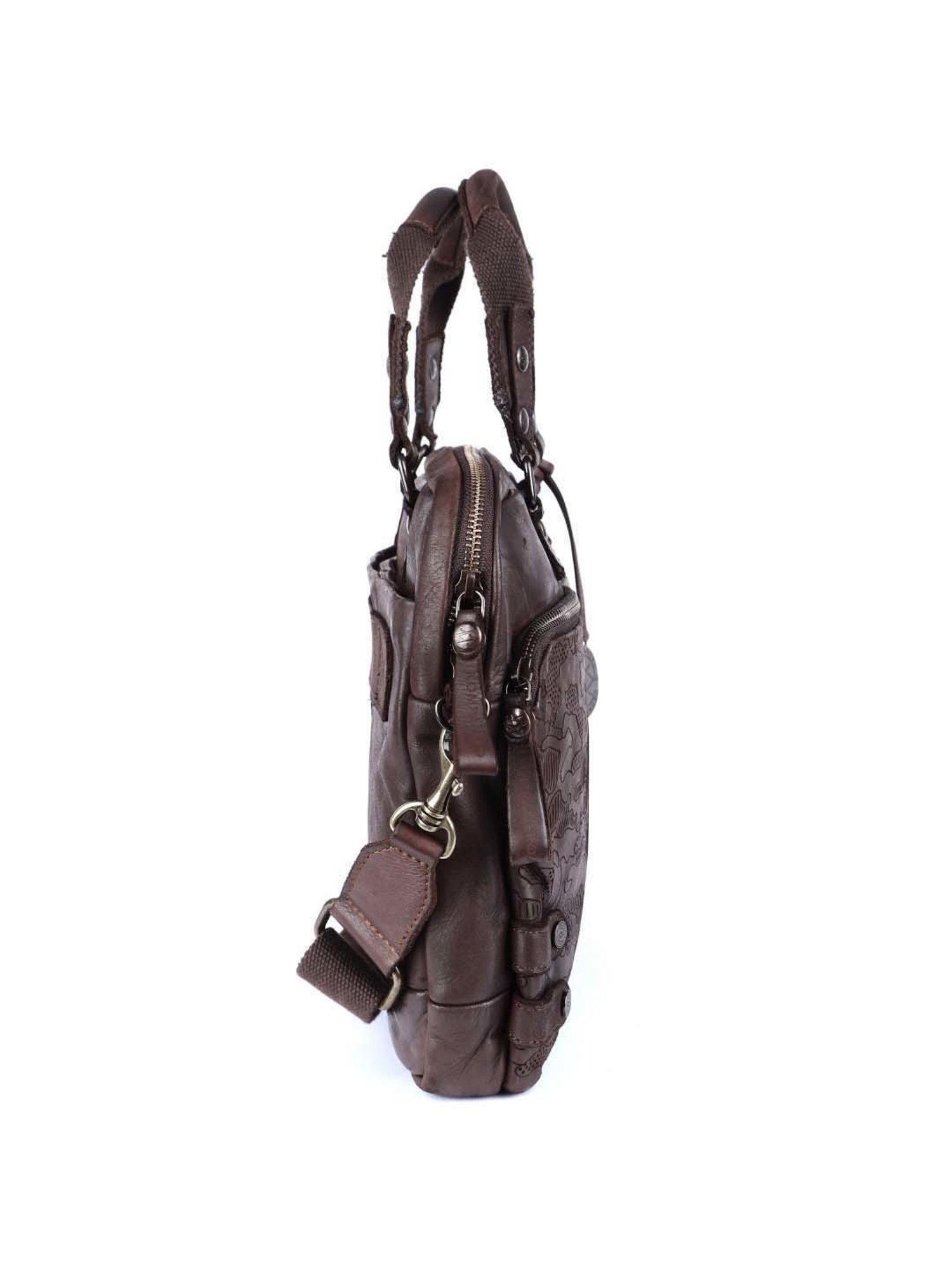 KOMPANERO Brown Leather Small Messenger Bag