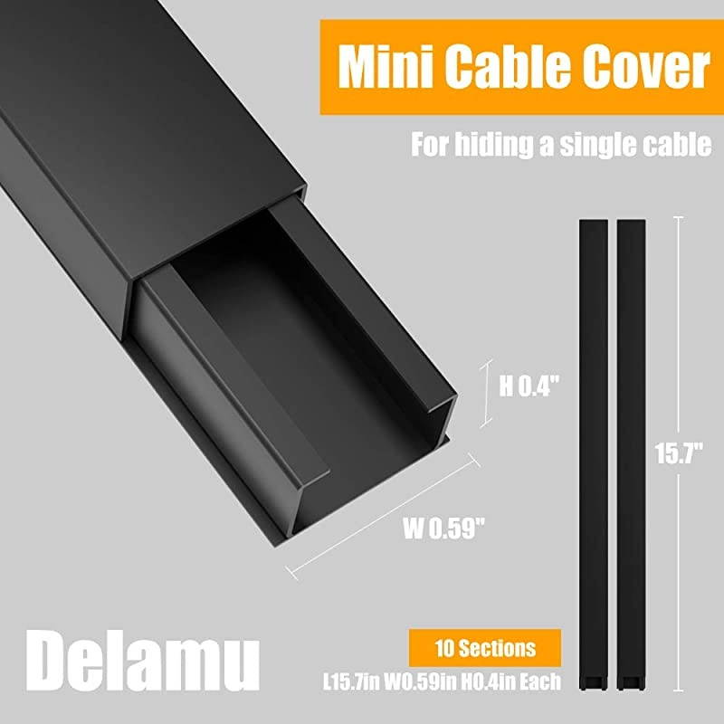 Cable Concealer 157in Cord Cover PVC Wire Molding Paintable Wire Channel to Hide a Single Power Cord Speaker Wire or TV Cables in Home or Office 10X L157in W059in H04in CC03 Black