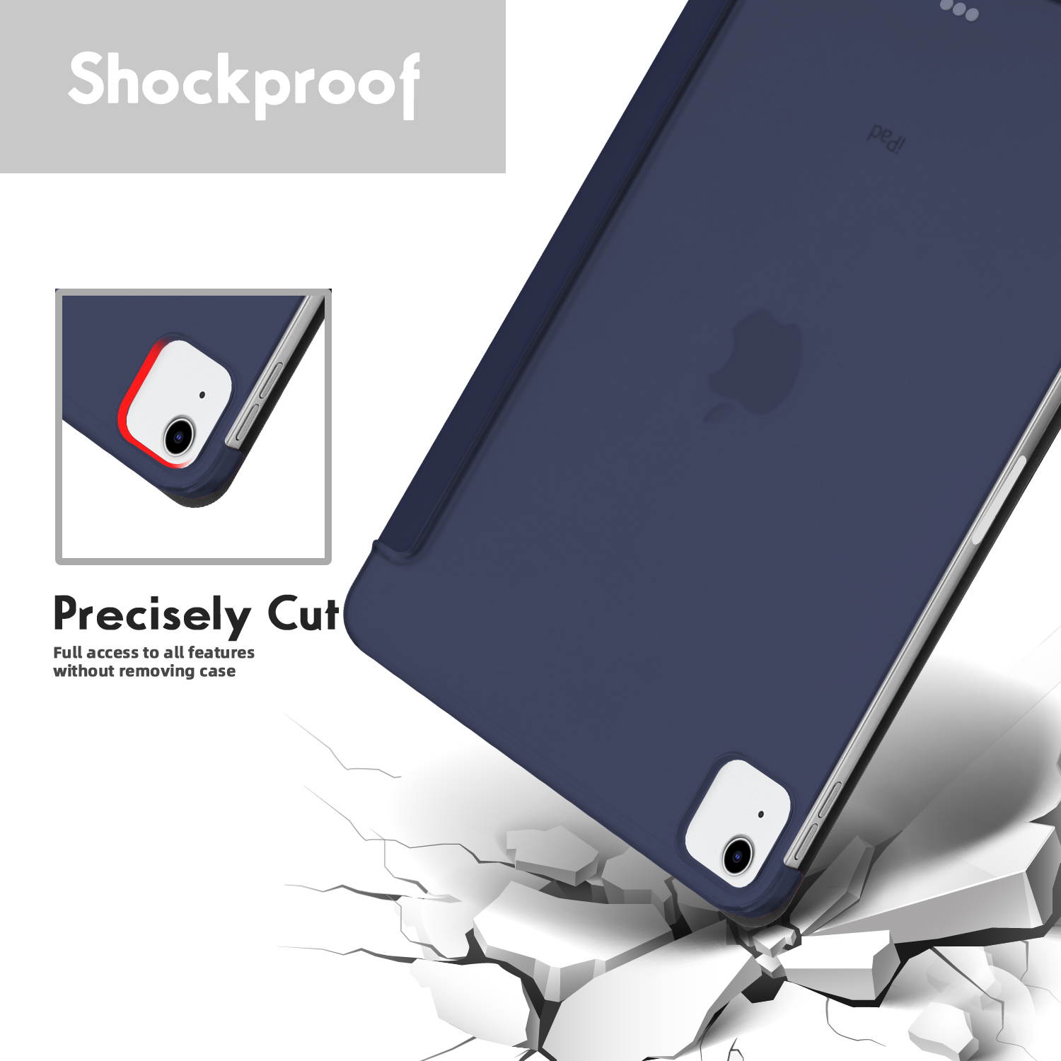 DONWELL For Apple iPad &nbsp;Air&nbsp;4th 10.9&nbsp;inch&nbsp;2020, iPad&nbsp;Pro&nbsp;11&nbsp;inch&nbsp;2018, iPad&nbsp;Pro&nbsp;11&nbsp;inch&nbsp;2020 Leather&nbsp;Case&nbsp;Shockproof Stand&nbsp;Tablet&nbsp;Cover Blue