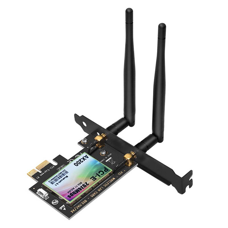 Wireless Dual Band PCI Express WiFi Adapter PCI-E Network Card 3000 Mbps WIfi 6 AX200 2.4G/5G With Antennas Desktop PC Windows 10