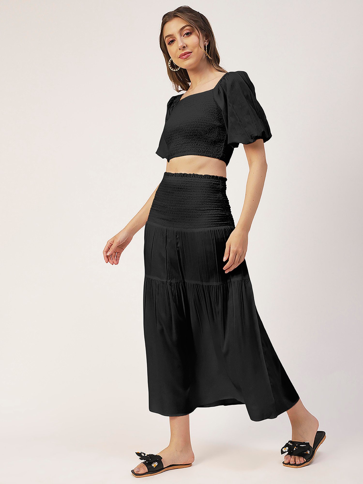 Moomaya Black Midi Skirt