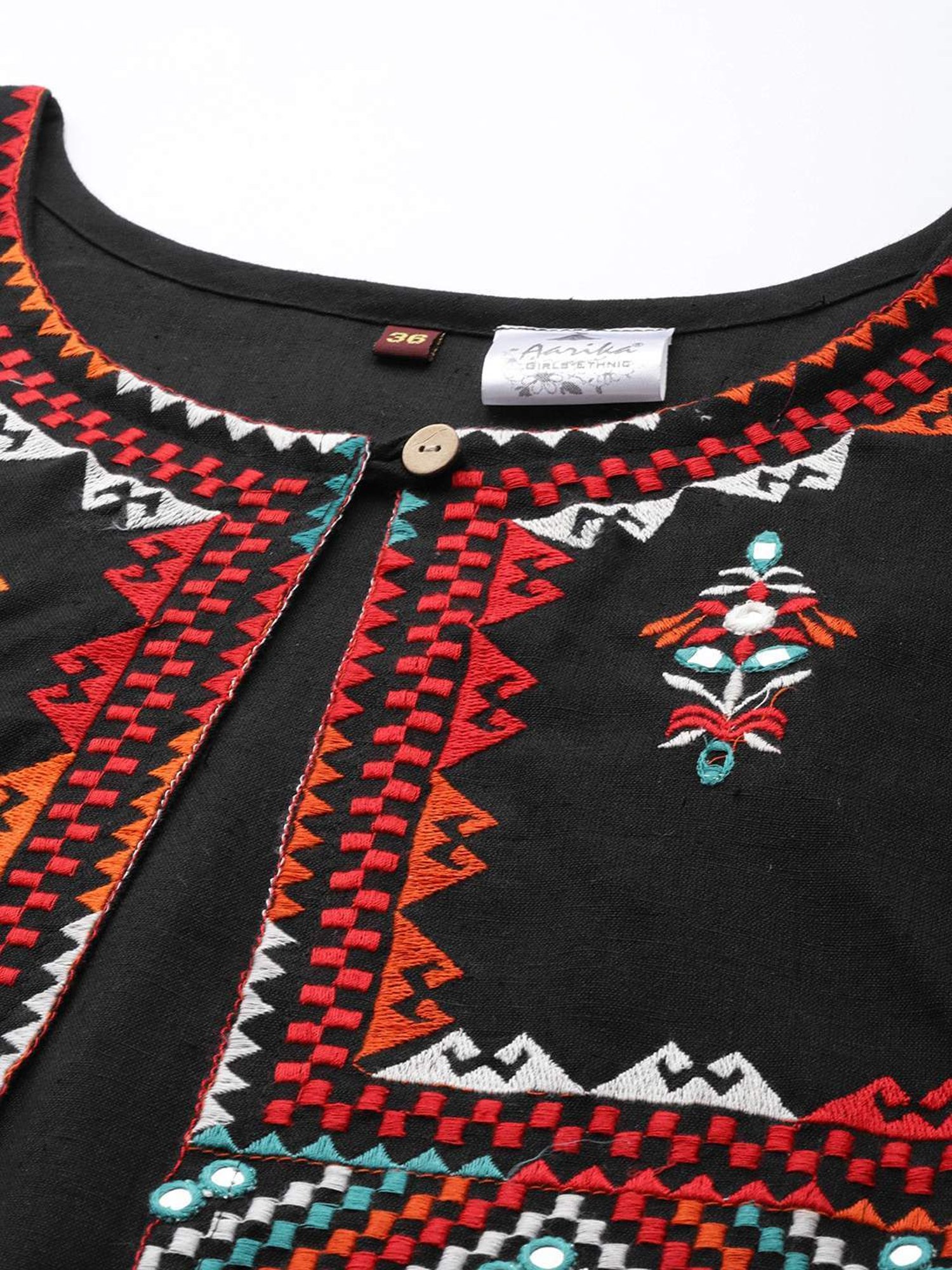 Aarika Black Cotton Embroidered Ethnic Jacket
