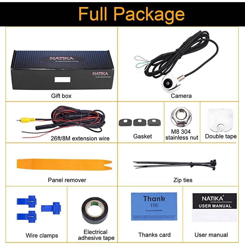 Chrome Backup/Front View Camera,IP69K Waterproof Good Night Vision HD and Super Wide Angle Metal OEM Style Chrome Reverse Rear View Backup Camera for Cars Pickup Trucks SUVs RVs Vans (Chrome)