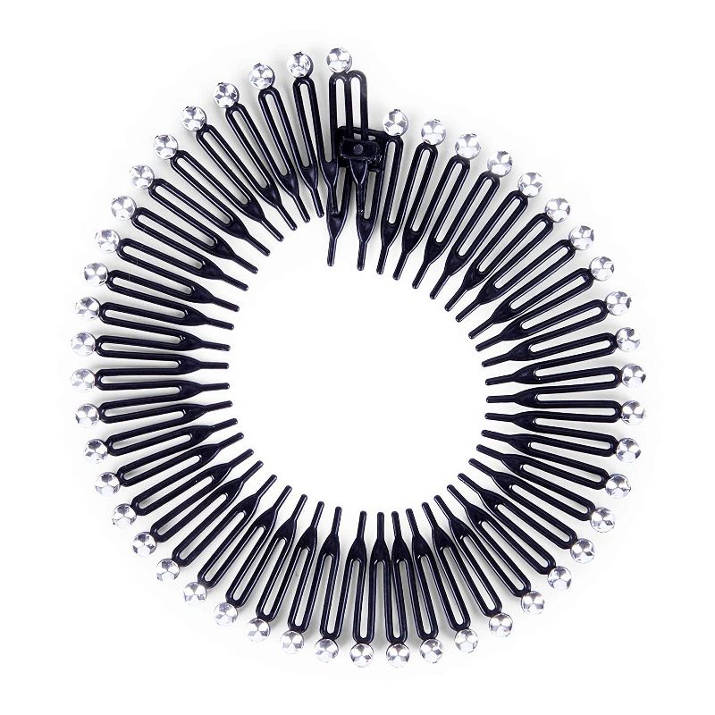 Glamlily 12 Pack Zig Zag Circle Women's Headbands, Rhinestone Hair Accessories, 4.5 in