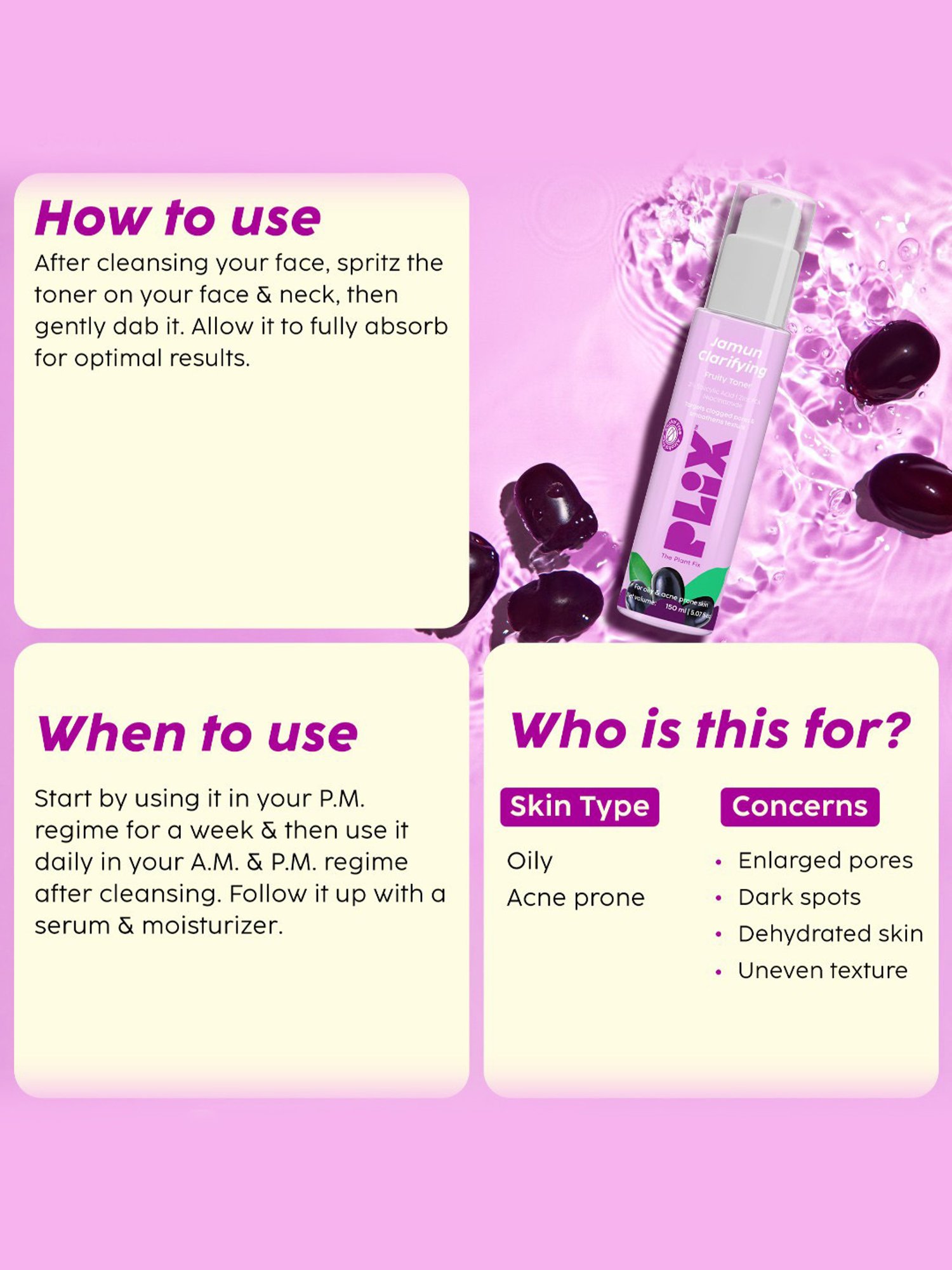 PLIX THE PLANT FIX Jamun Clarifying Fruity Toner - 150 ml